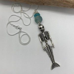 Mermaid Skeleton Sterling Silver Necklace